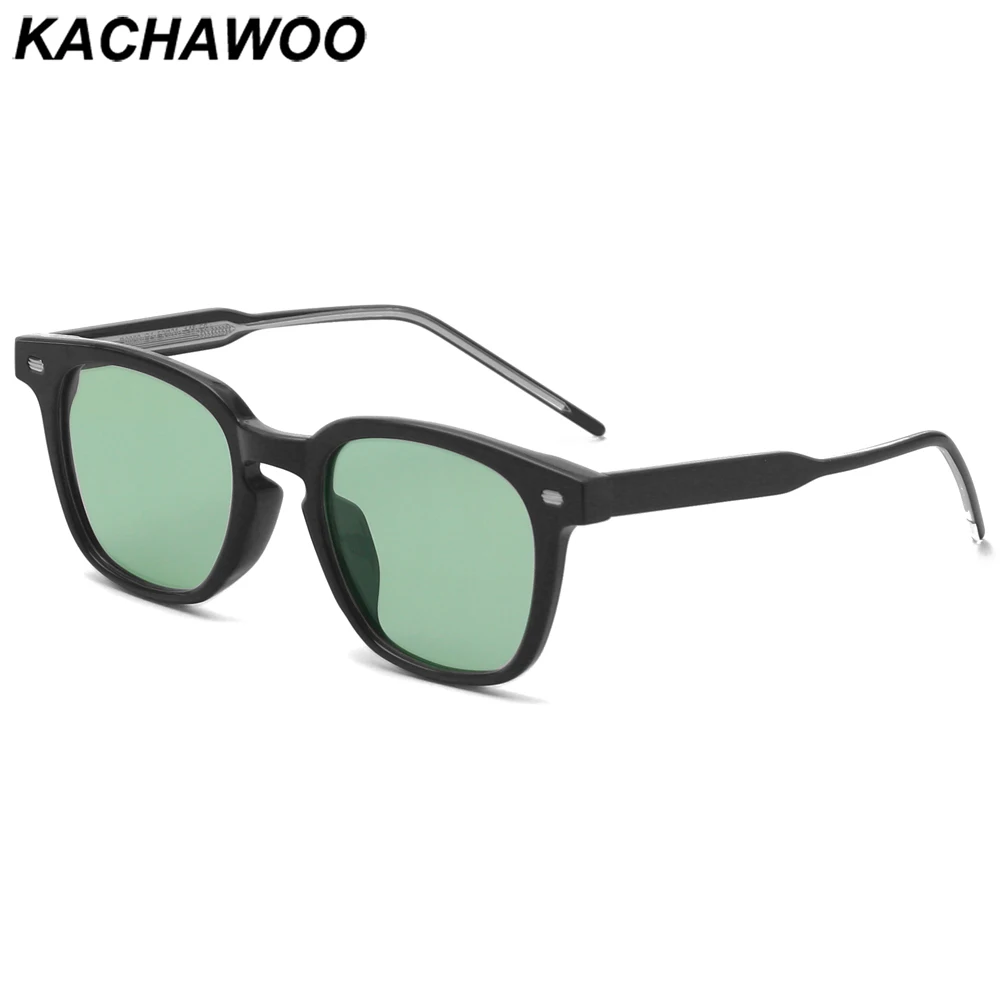 

Kachawoo TR90 polarized sunglasses women acetate black square fashion eyewear accessories men trending sun shades green yellow