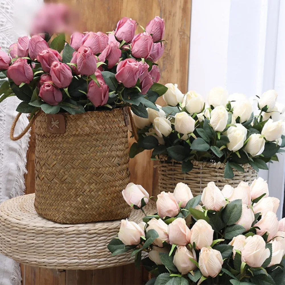 

9 Heads Artificial Flowers Retro Silk Rose Bouquet Hydrangea Peony Vintage Bride Holding Fake Plants Home Wedding Decoration