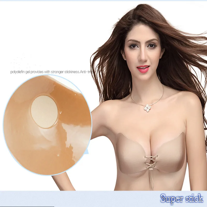 free shipingChic sexy Adhesive Bra Strapless Backless Bra Sutia Silicone Bras Push Up Nude Sticky For Women Wedding Sexy