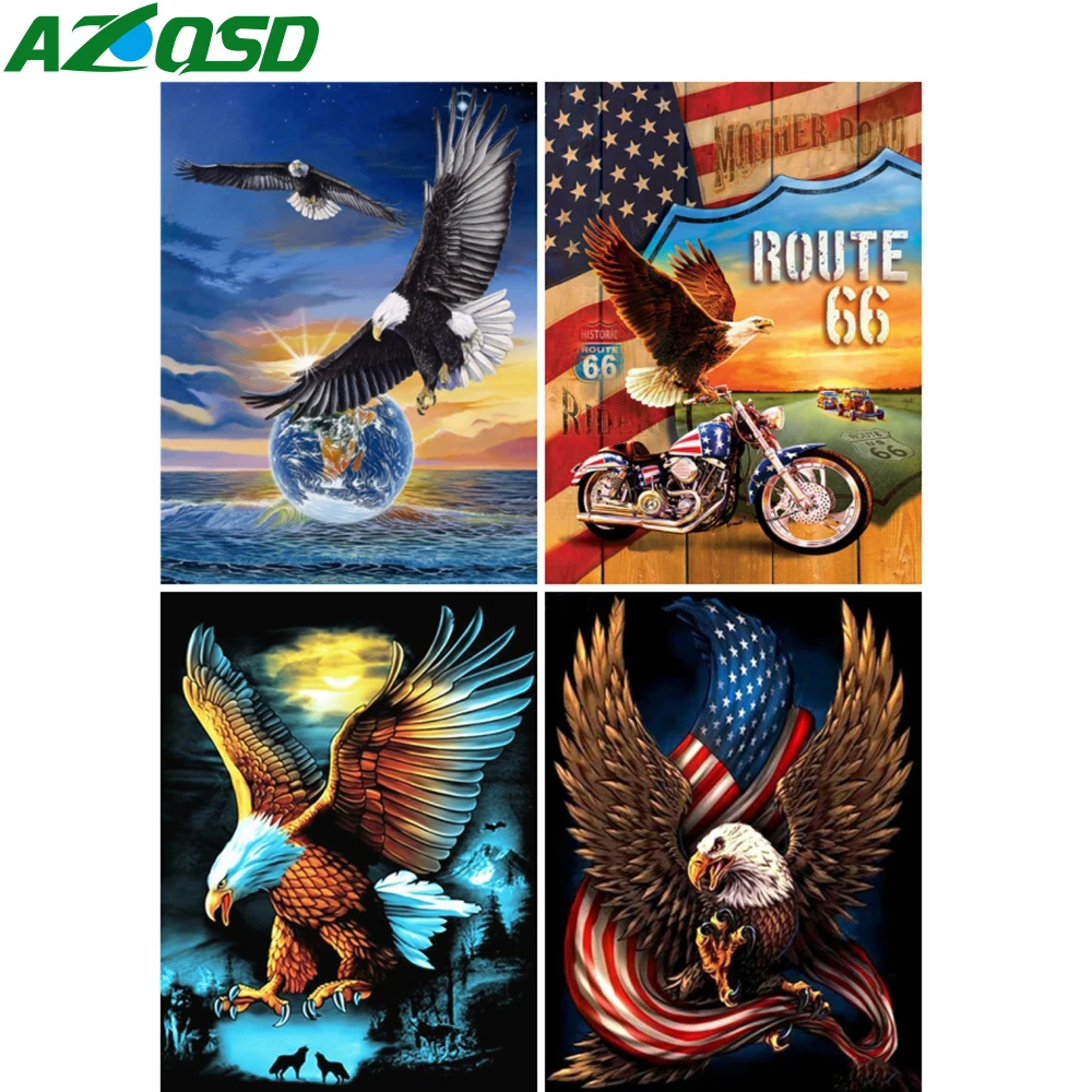 

AZQSD Diamond Embroidery Eagle Mosaic Rhinestones Needlework Full Drill Diamond Painting Animal Cross Stitch Decoration Home