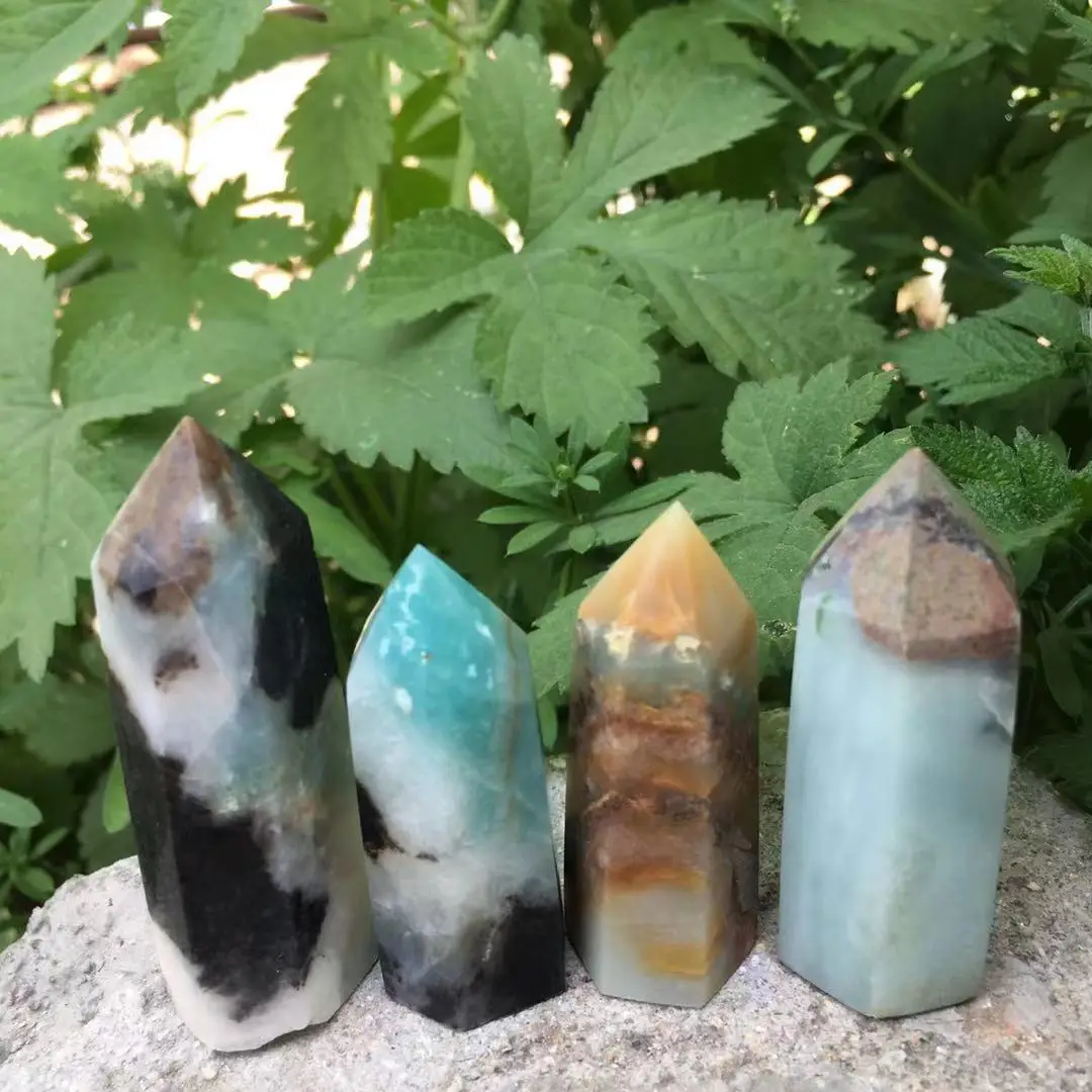 4 шт. натуральный Карибского моря Кристалл кальцита шестиугольник палочка Единая