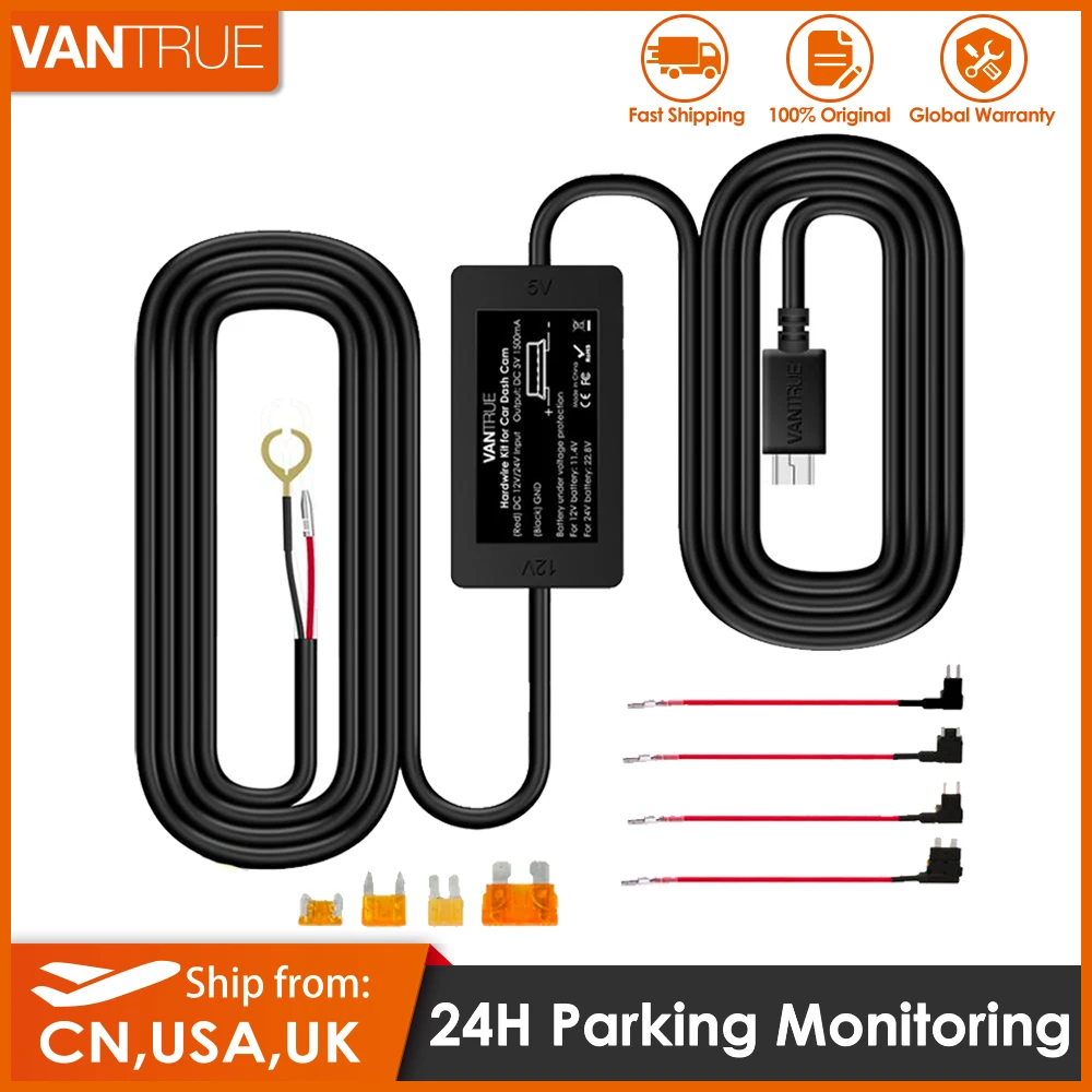 Vantrue Dash Cam Hardwire Kit 12/24В до 5В мини USB и держатели предохранителей цепи защита от