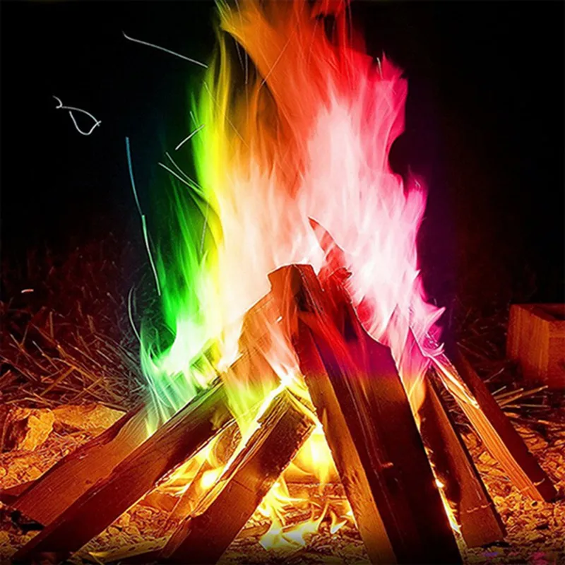 

10g/15g/25g Magic Fire Colorful Flames Powder Bonfire Sachets Pyrotechnics Magic Trick Outdoor Camping Hiking Survival Tools