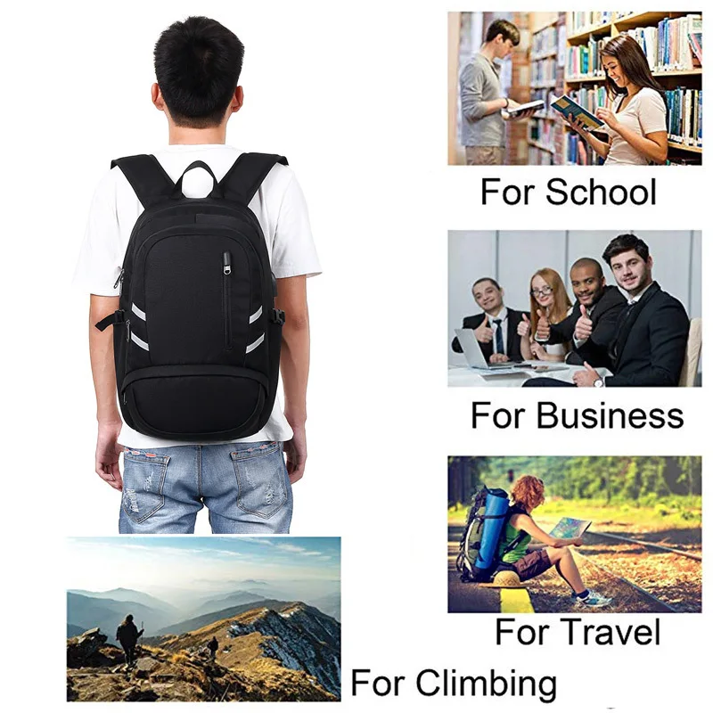 Мужской Дорожный рюкзак с защитой от кражи черный водонепроницаемый деловой