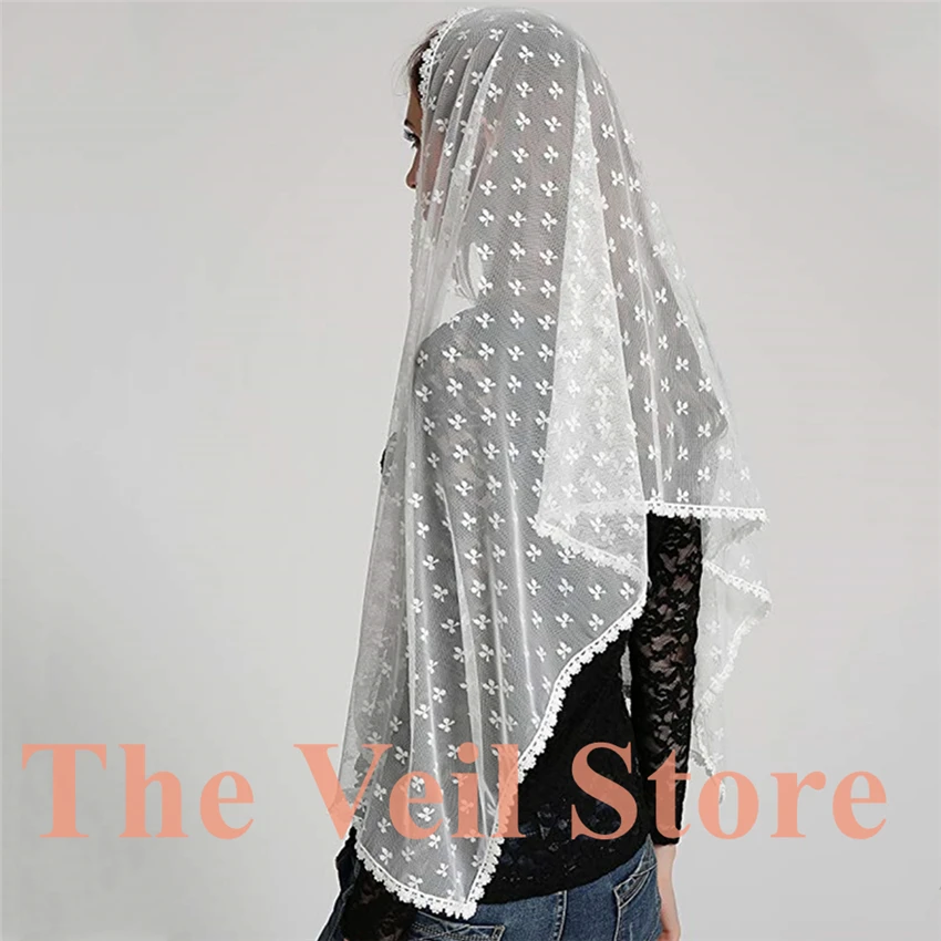 Женская прямоугольная Вуаль-мантилия черно-белая мягкая кружевная вуаль для