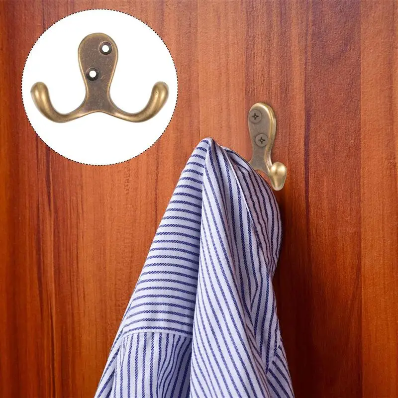 

2pcs Household Clothing Hooks Hat Hooks Coat Racks with Screws (Bronze)