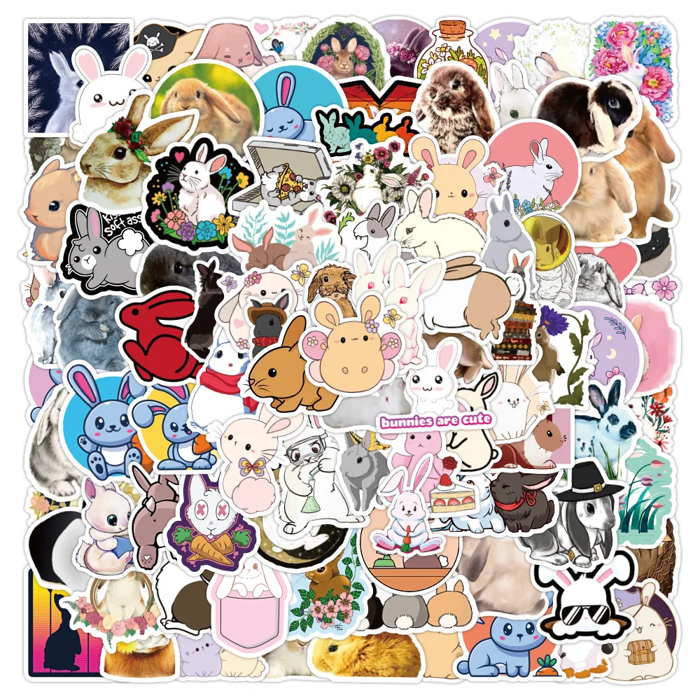 

10/50/100PCS Cute Animal Rabbit Stickers Aesthetic Laptop Phone Water Bottle Waterproof DIY Graffiti Decal Sticker Packs Kid Toy