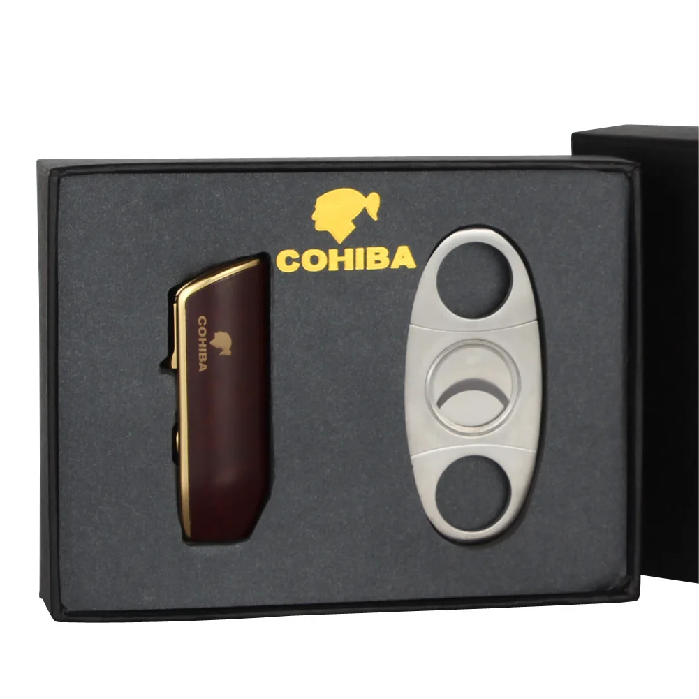 Зажигалка COHIBA для сигар зажигалка резак ветрозащитфонарь струйный пламя набор
