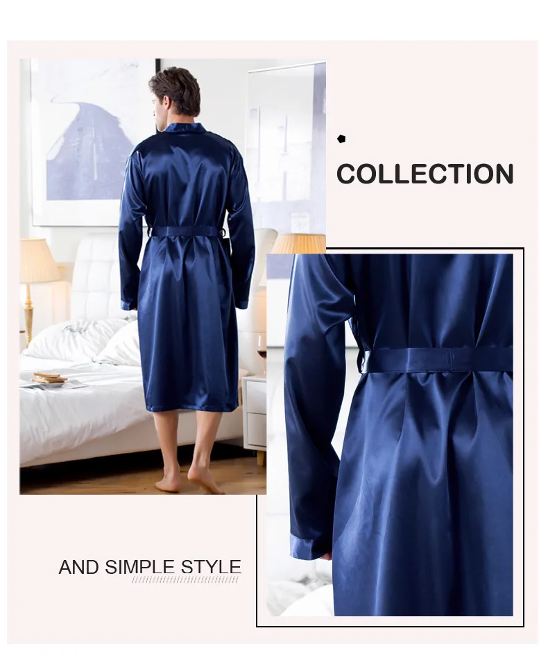 

New Luxury Bathrobe Mens Viscose Robe Pajamas Kimono Home Bath Gown Spring Summer Male Nightgown