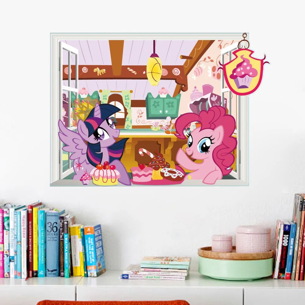 My Little Pony 3D наклейки на стену для детской комнаты домашнее украшение аниме постеры из фильма поделки ПВХ мультфильм Единорог наклейки на стену