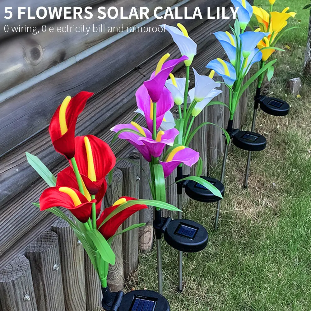 

Solar Calla Lily Flowers Lights Outdoor IP65 Waterproof Landscape Light for Courtyard Garden Solar Lamp Lawn Decorative Lights