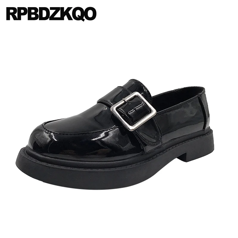 

Chinese Patent Leather Round Toe Cheap Shoes China Black Shallow Metal Women Designer Loafers Fur Brown Casual Slip On Flats