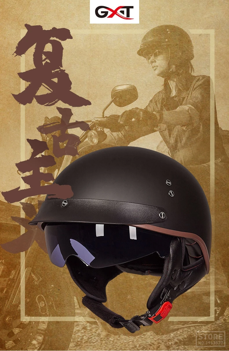 GXT Ретро мотоциклетный шлем, винтажный шлем Casco, мотоциклетный шлем с открытым лицом, мотоциклетный гоночный шлем для верховой езды, с сертификацией в горошек