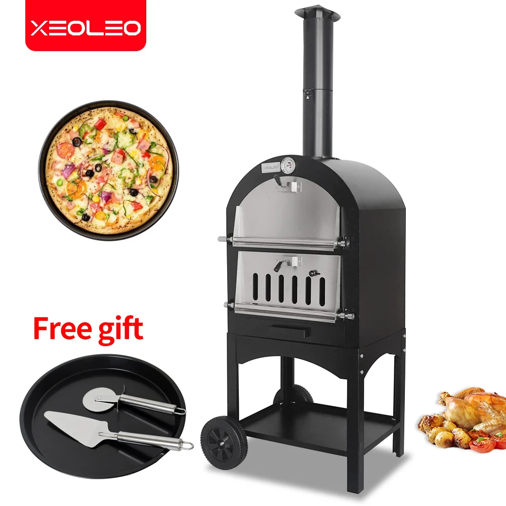 

XEOLEO Outdoor Pizza Oven 13 Inch Portable Pizza Oven Wood-Fired Charcoal Pizza Machine BBQ Griller for Garden Yard in Stock