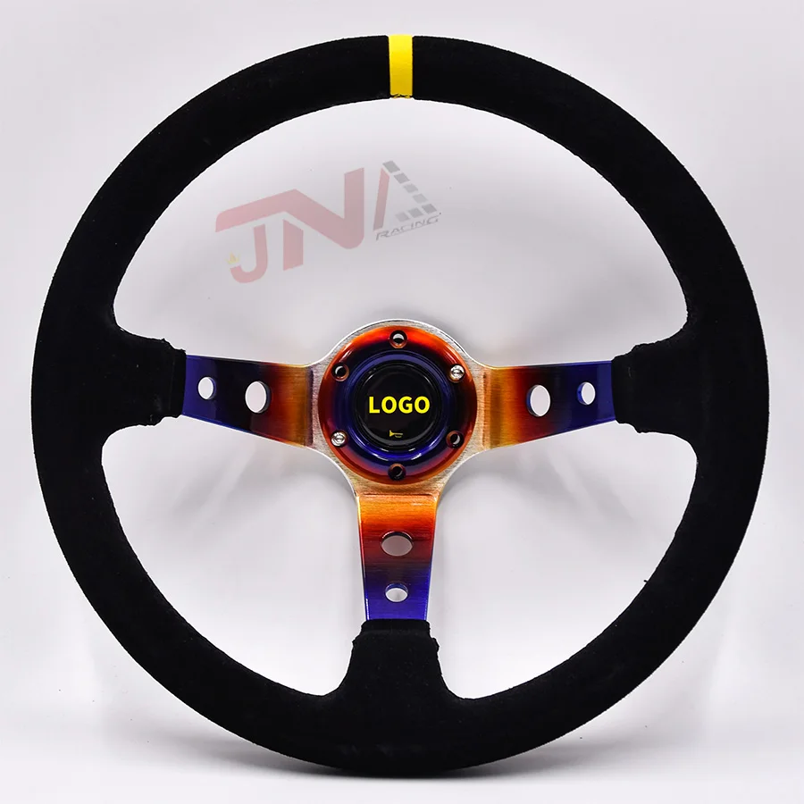 Классическое рулевое колесо JDM из замши и кожи для тюнинга гоночного автомобиля