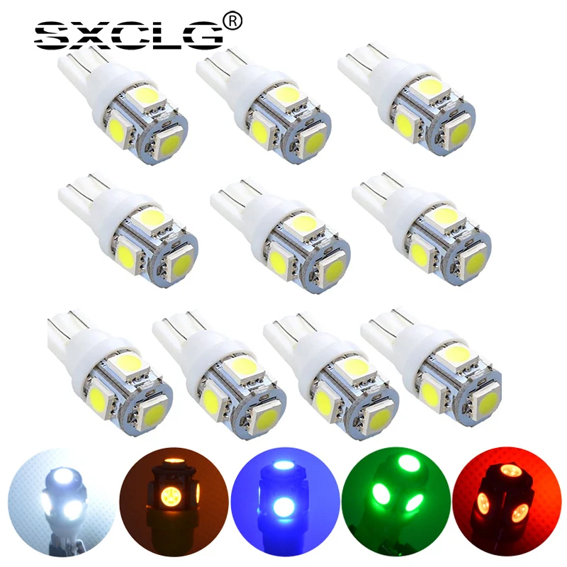

10 шт. T10 W5W Автомобильный светодиодный лампы Подсветка регистрационного номера сторона обратная логотив для дверей Купол Карта светодиодны...