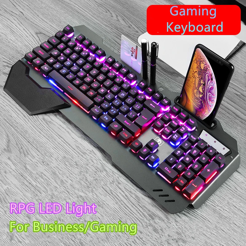 

2021 Gaming Keyboard RGB LED Backlight Plug And Play White/Black Keyboard Ergonomic Design Waterproof Gaming Keyboard
