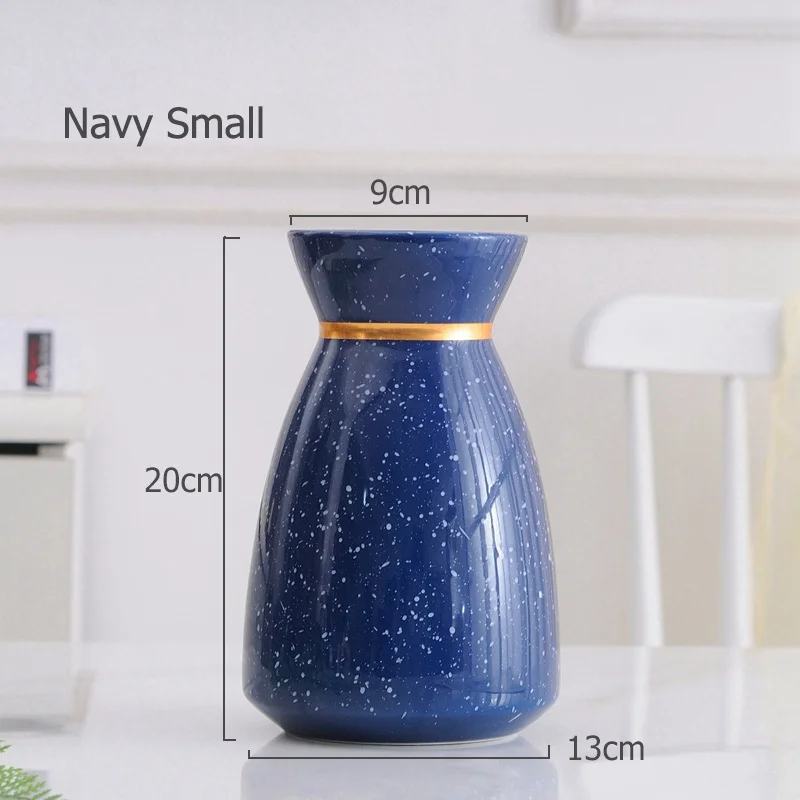 Ваза для цветов в горошек 1 шт. синий темно-синий керамический цветочный горшок с