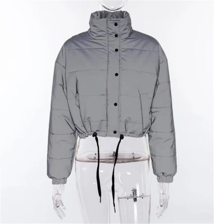 Светоотражающие короткие женские пальто зимнее модное куртки женская короткая