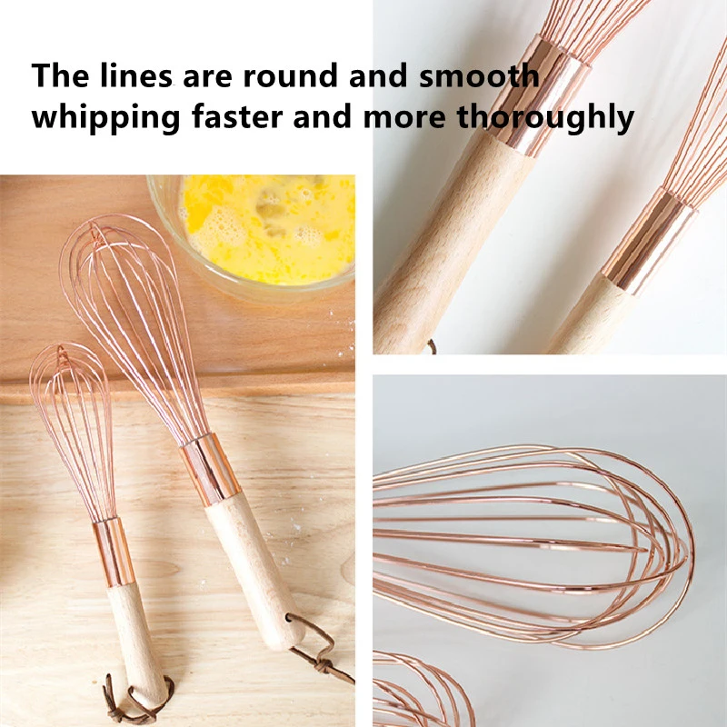 

Manual Egg Beater Wooden Handle Mixer Egg Beaters Whisk Stainless Steel Spiral Manual Whisk Kitchen Accessories Cooking Tools