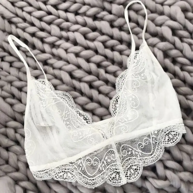 

Sexy Women Bras Tube Top Bralette Deep V Floral Lace Hollow Thin Exotic Bra Sexy Lace Charming Underwear W3