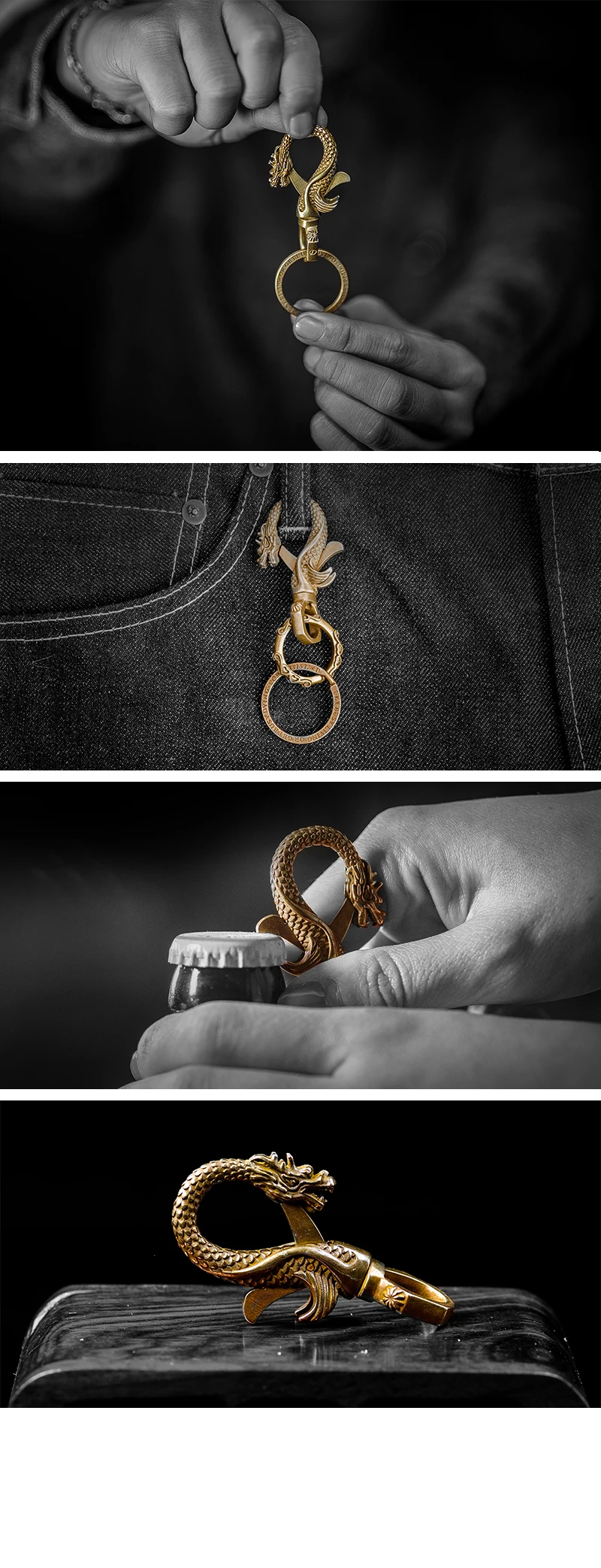 Coppertist. Wu китайский Дракон Фигурка Азиатский дракон кулон латунные статуи металлические застежки брелок открывалка для бутылок ключ