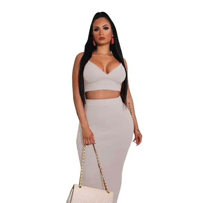 

Ladies Skirt Suit Suspenders Wrapped Chest Suit Skirt Two-Piece Suit Pit Striped Spandex Fashion Sexy Skirt Suit For Woman 2021