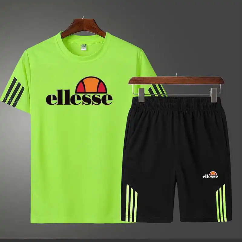 

2021 New Men's Tracksuit Summer Clothes Sportswear Two Piece Set T Shirt Shorts Brand Track Clothing Male Sweatsuit Sports Suits