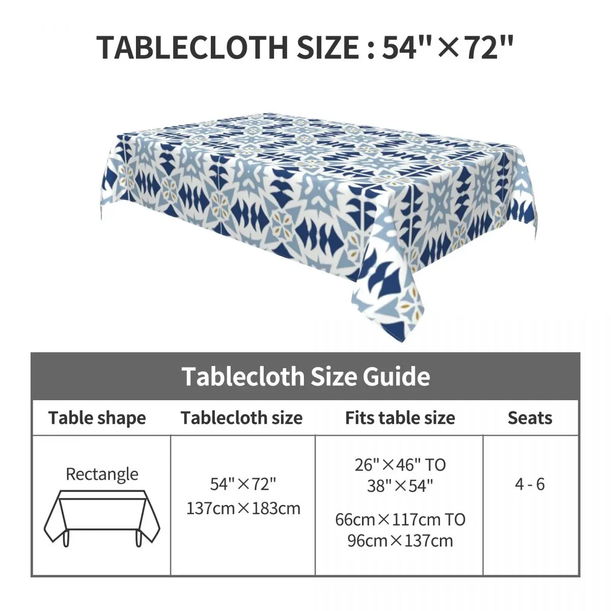 Белая и синяя скатерть в португальском стиле для плитки водонепроницаемое