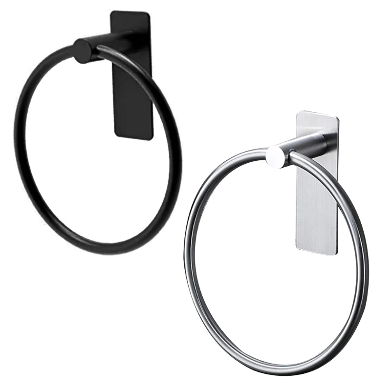 

Towel Ring Adhesive for Hanging Towels Matte Premium Wall-Mounted Towel Ring Round Hanger Towel Holder Rack