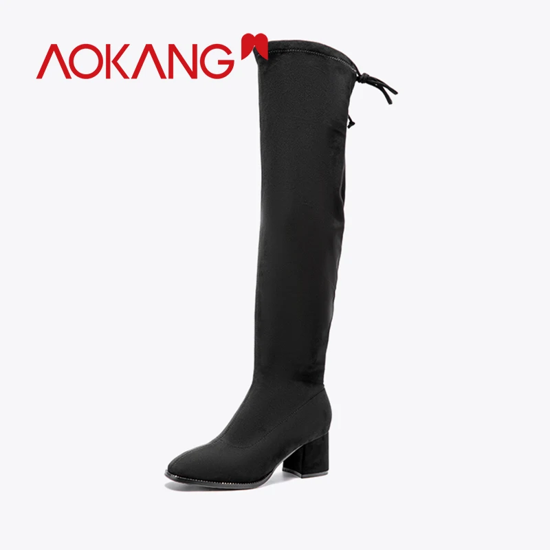 AOKANG/сапоги сезон осень зима коллекция 2019 года стрейчевая обувь женские ботфорты