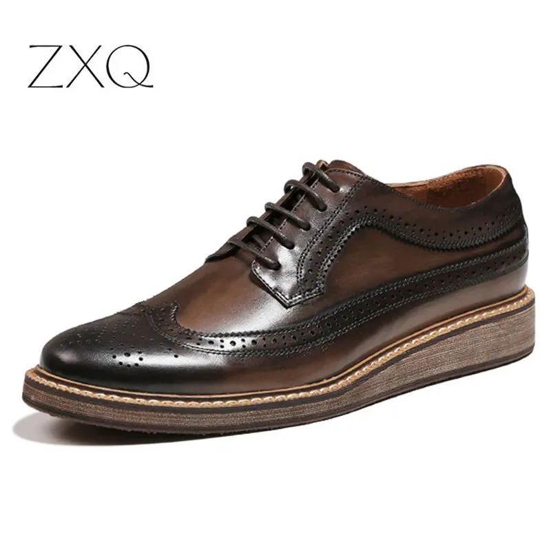 

Ботинки-Броги мужские из натуральной кожи, в стиле ретро