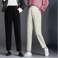 large size womens velvet corduroy harem pants winter solid color oversize high waist pants outer wear female casual cropp