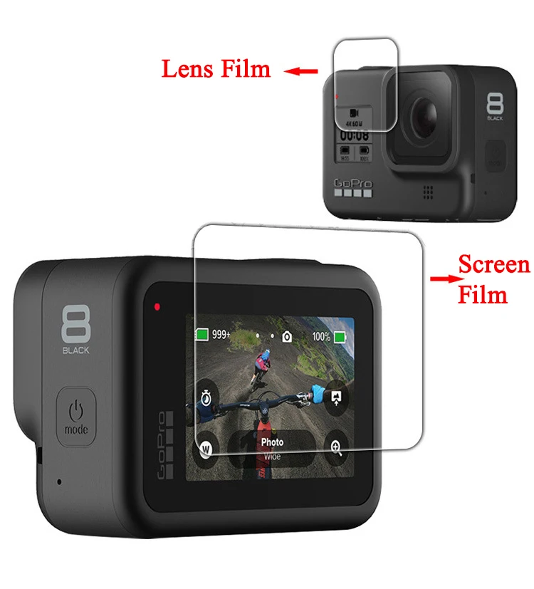 Защитная крышка из закаленного стекла для GoPro Hero 6 7 8 черная серебристая Крышка