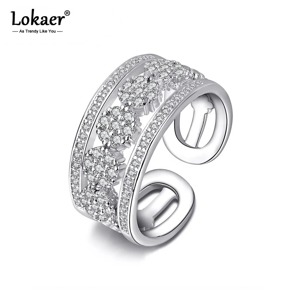 Lokaer роскошный дизайн элегантные кольца с цветком на годовщину кубическим
