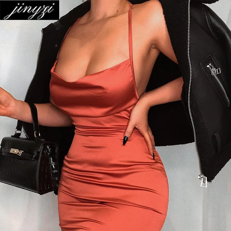

Free shipping lace-up ladies bodycon long mid-length retro backless elegant party dress sexy club satin red silk dress dresses