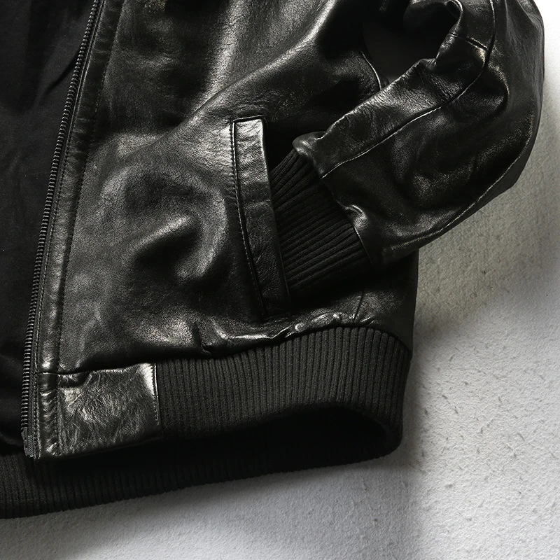 

Black 2021 Men's Hooded Genuine Leather Motorcycle Jacket Thick Cowhide Riding Biker Jackets Winter Coat Male Free Shipping