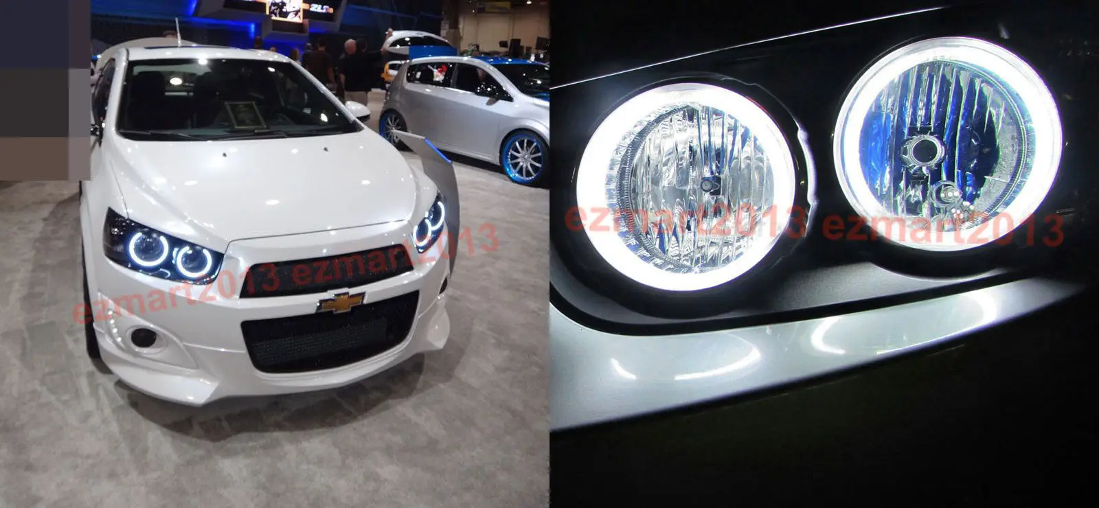 Хлопок многоцветный RGB Halo Кольца для Chevrolet Aveo Sonic T300 2011- фара светодиодный глаза ангела дьявол, демон Корона Вспышка DRL