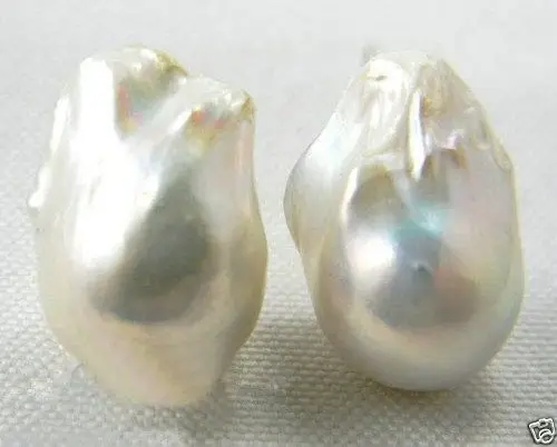 

14x20 mm white baroque keshi reborn southsea pearl silver earring