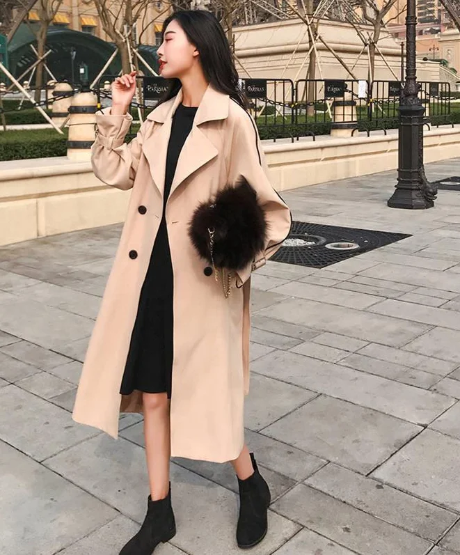 

Belt Female Korean Maxi Windbreaker Outerwear Autumn Winter Women Casual Slim Double Breasted Long Trench Coat