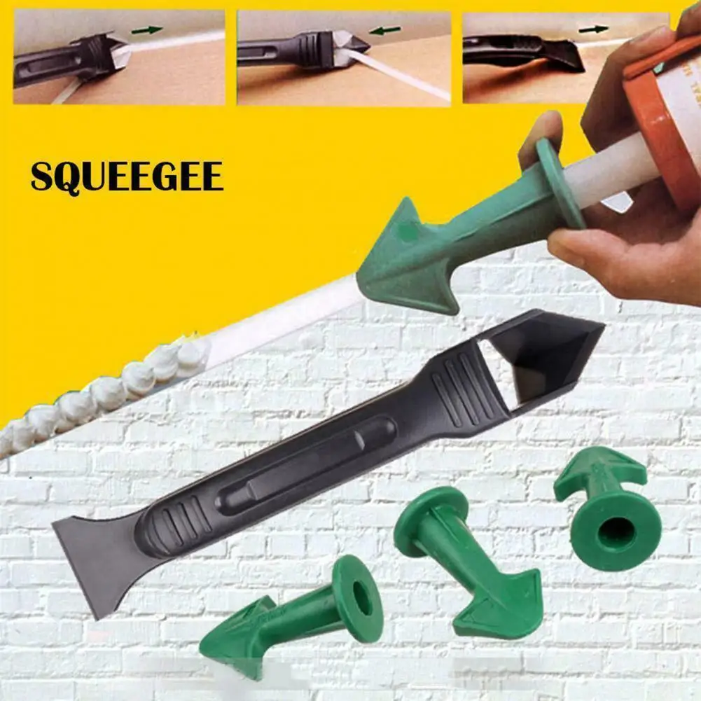 

Reusable Silicone Caulk Nozzles Plastic Scraper Set Sealing Caulking Sealant Tool Kit Rubber Trowel Nozzle Floor Finishings Tool