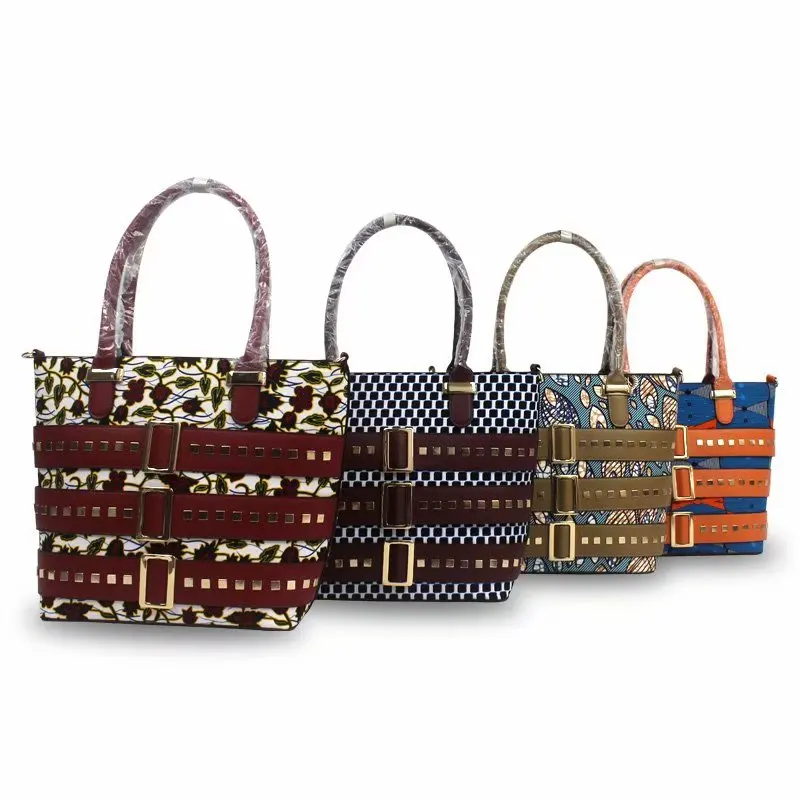 Esewing длится модные Африканский воск и сумочек в тон, комплект одежды, 3 элемента одежды, шт./компл. Анкара воск сумочка в комплекте 6 ярдов в африканском стиле из натуральной кожи мягкие Анкара воск ткань