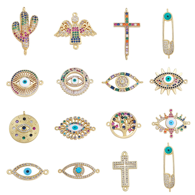 DIY эмаль греческий сглаз Древо жизни кактус Подвески полый крест Соединительная