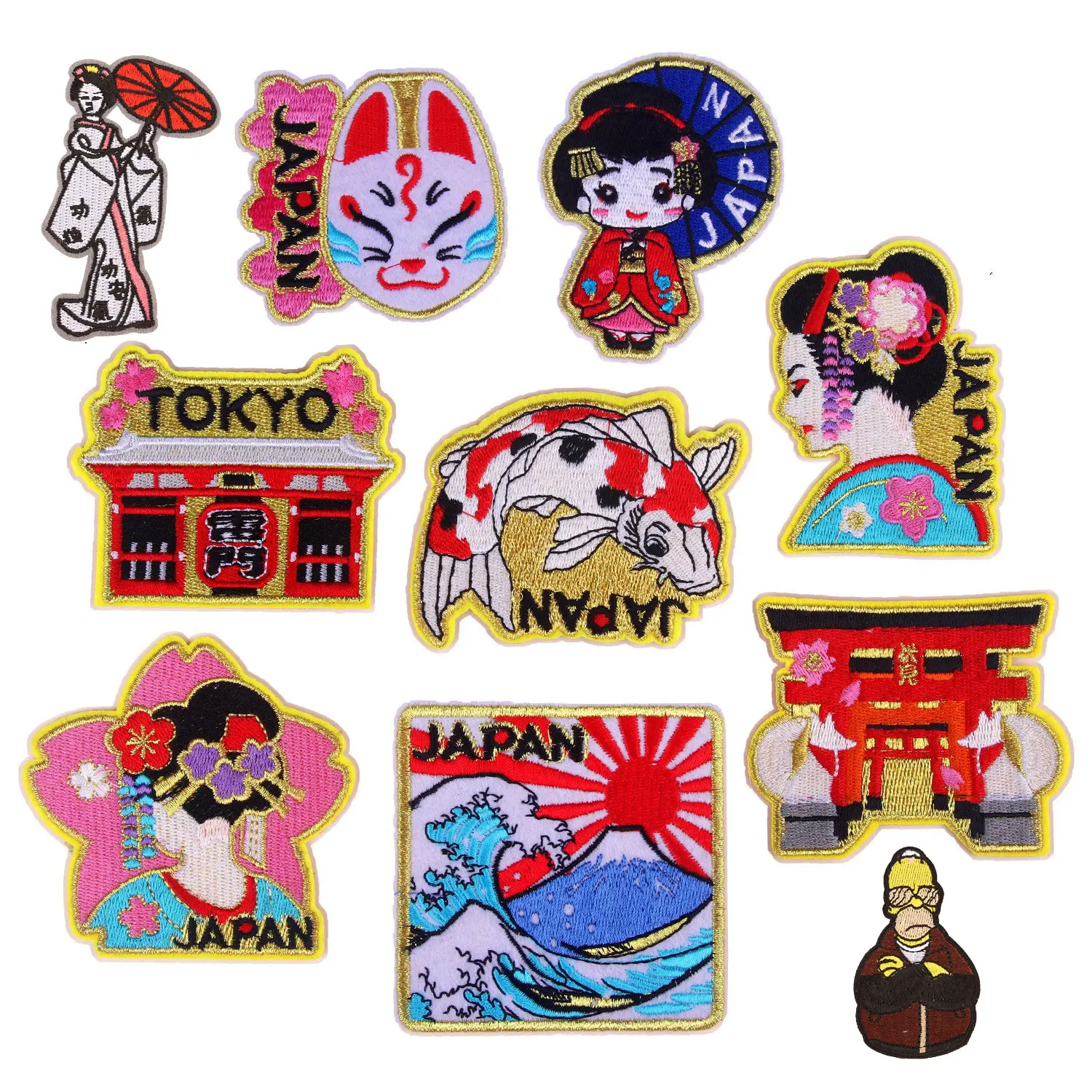 

Cartoon japan Patch Sticker Iron on Clothes DIY Cool Heat Transfer fashion Geisha Applique Embroidered Application Cloth Fabric