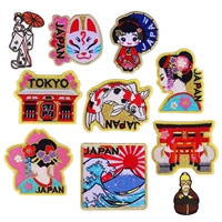 cartoon japan patch sticker iron on clothes diy cool heat transfer fashion geisha applique embroidered application cloth fabric