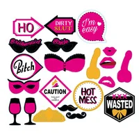 21pcs photoprops QIFU, розовое золото, Декор, для команды, для невесты, для вечеринки, аксессуары для девичника, свадебные украшения, девичник, вечерние аксессуары - Цвет: 21pcs photoprops