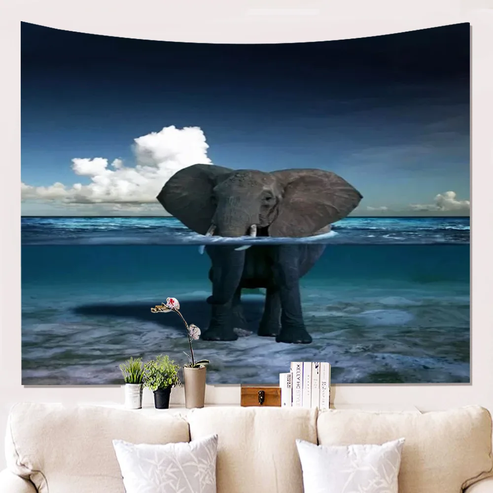 Zeegle напечатанное Слоник настенное Висячие покрывала Коврик для йоги пляжное