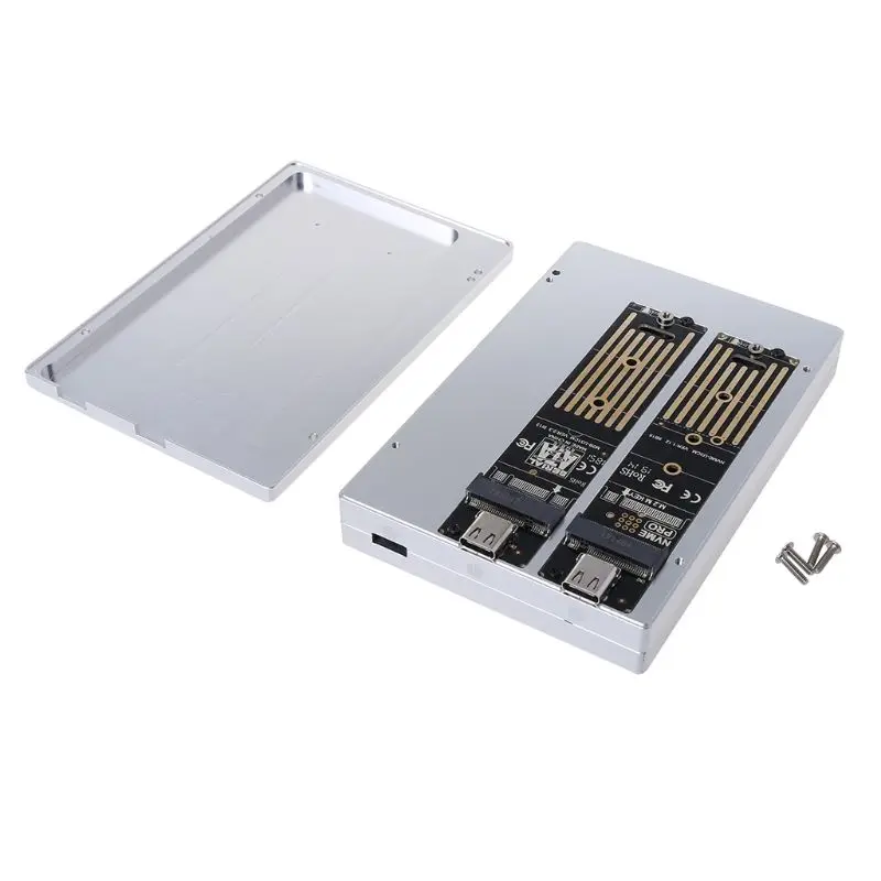 

Aluminum M.2 NVME SATA 2.5" SDD Box Mobile Case Enclosure Nvme+Sata+Sata 3 Discs