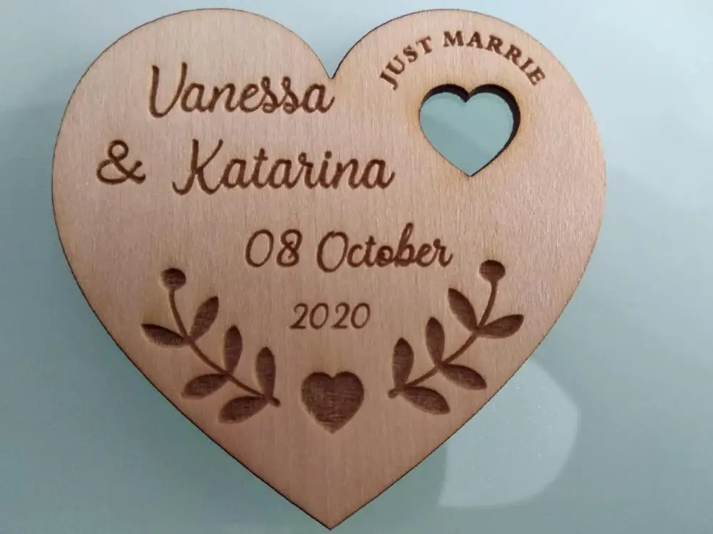 Персонализированные Свадебные Лазерная сердце сохранить Дата магниты