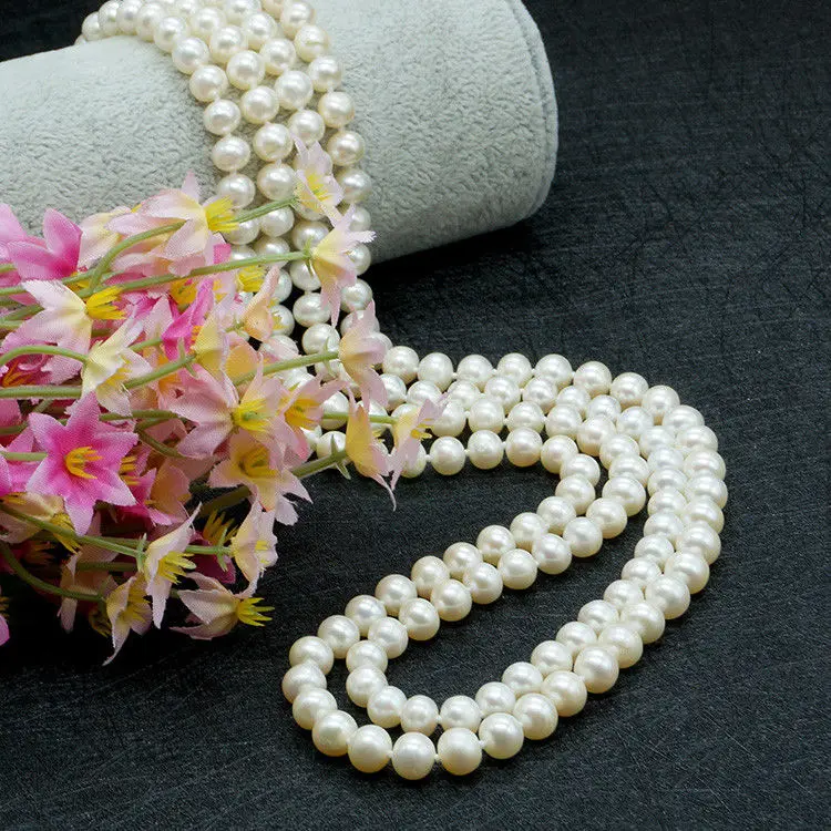Preço Elegante Natural 8-9mm Mar Do Sul Branco Pérola Colar 64